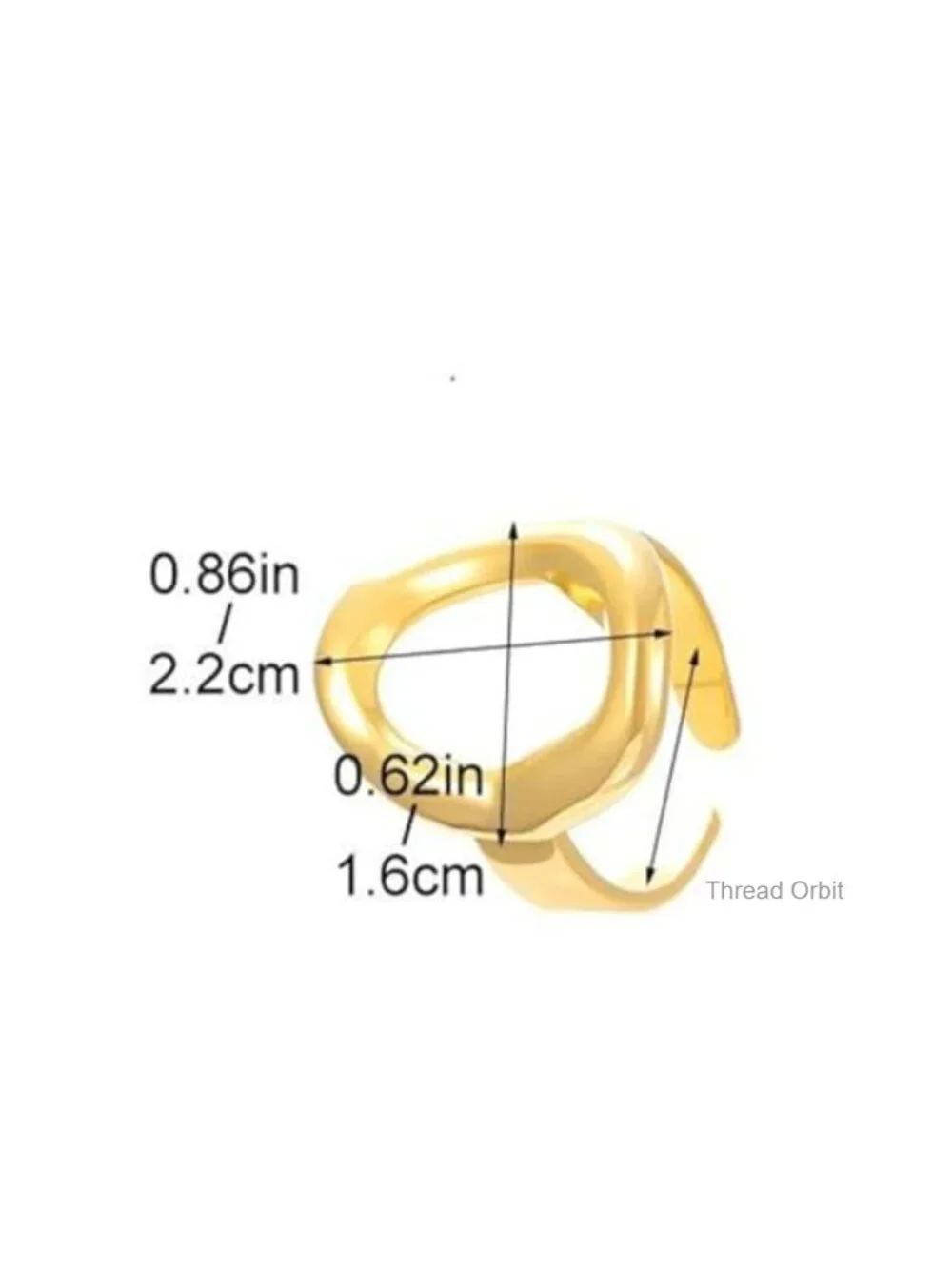 Chunky 14K Gold Plated Oval Heart Ring Stackable Statement Ring